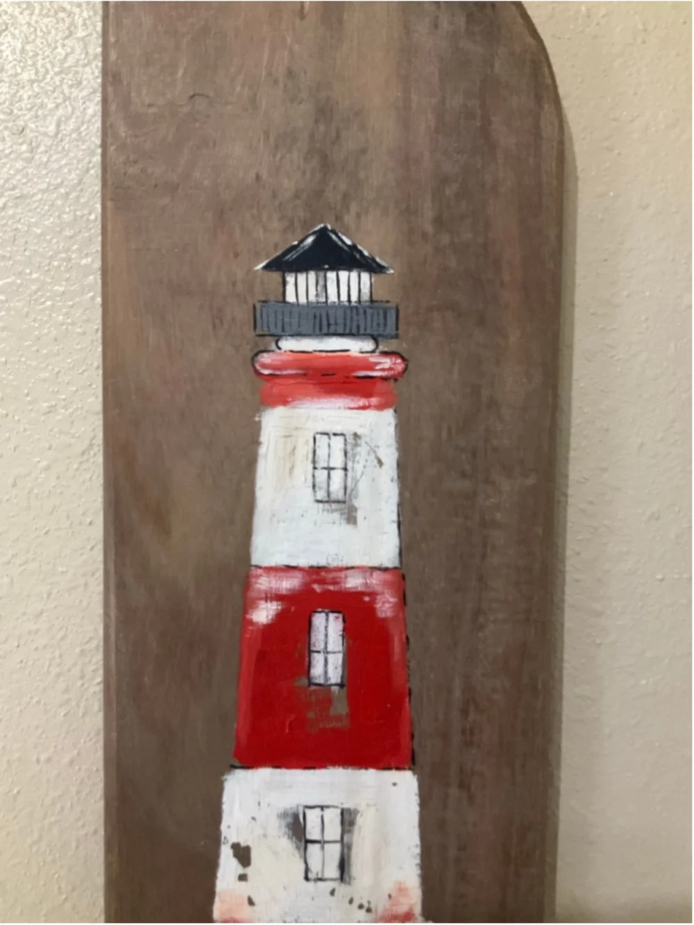 Hand Painted Wooden Lighthouse Wall Decor Rustic Coastal Nautical Beach House Ar